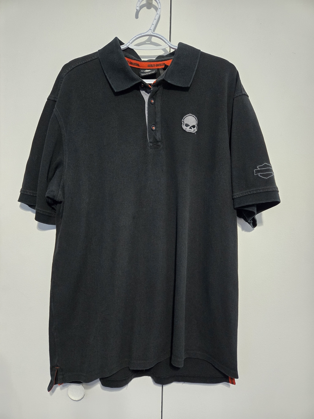 Harley-Davidson Skull Polo Shirt Men’s XL Black‎ Short Sleeve Graphic Logo Biker